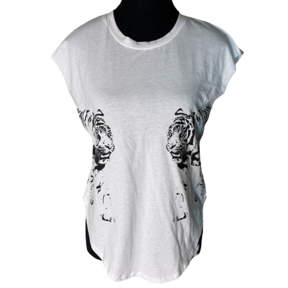 SIGNORELLI New With Tags Tiger Tee Tank Sleeveless T Shirt White Black Tattoo